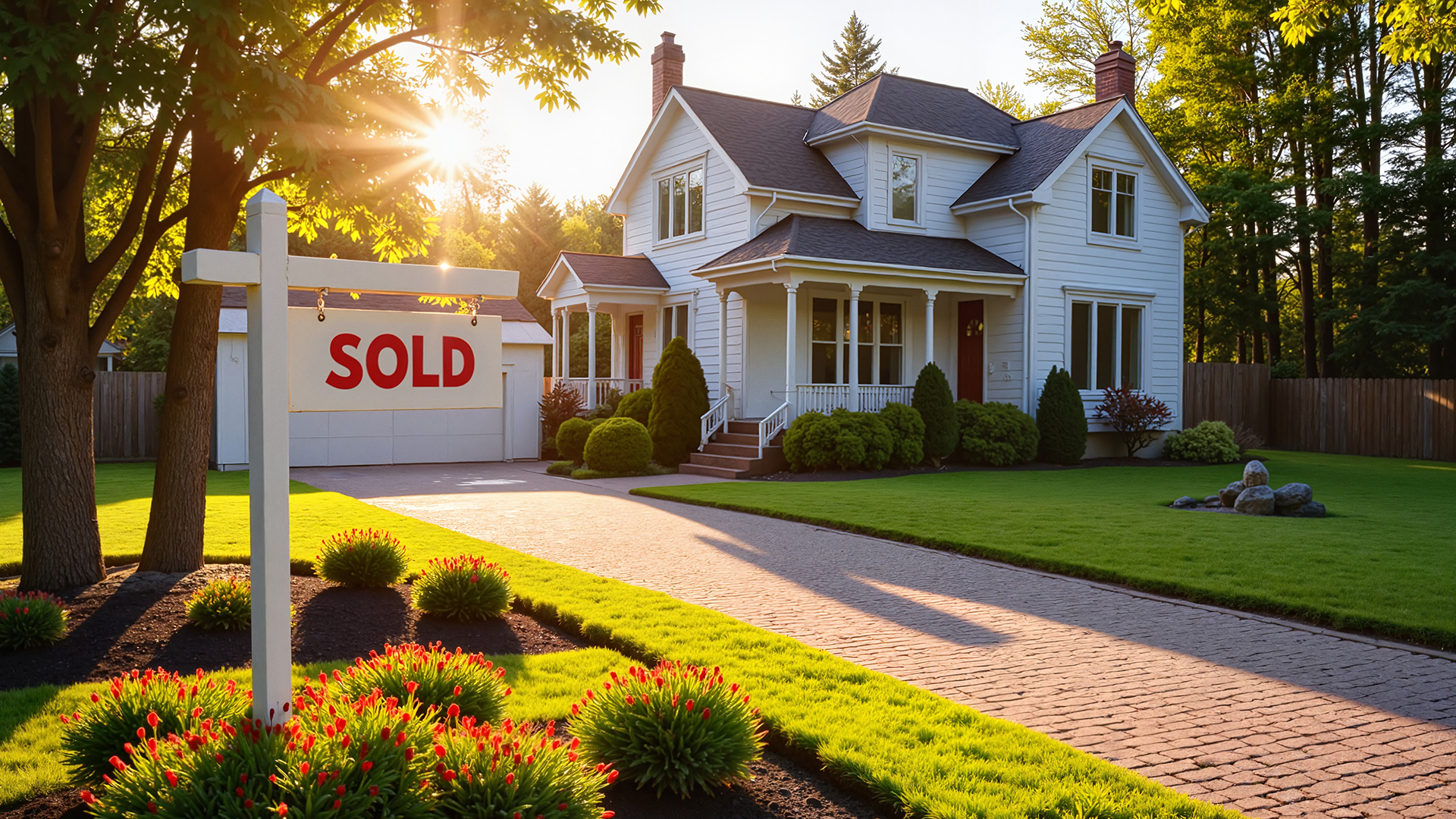 home with sold sign in front of it